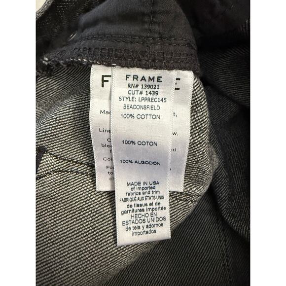 Frame Jeans Womens 32 Black Beaconsfield Wide Leg Raw Hem Cropped Denim Cotton - Picture 6 of 8